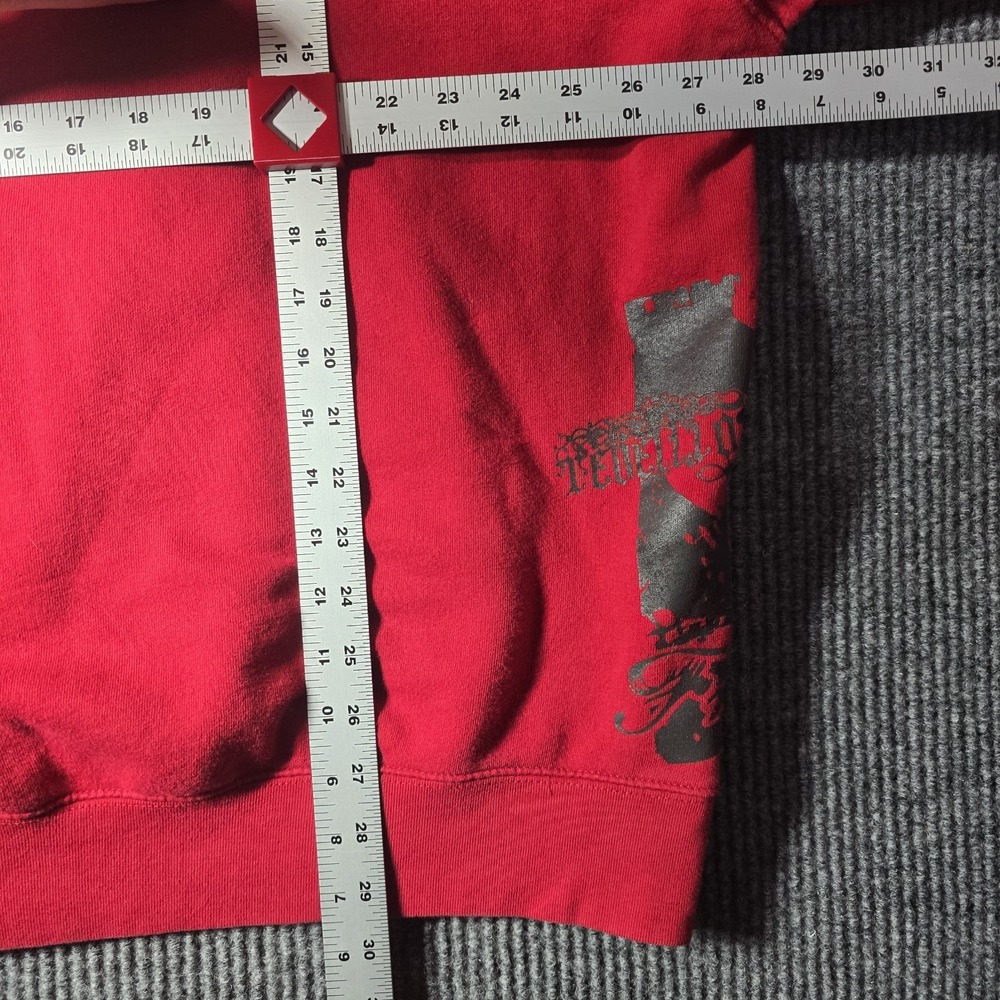 Hard Rock Cafe Men's Red London Full Zip Hoodie Sz 2XL Stitched Graphic - Picture 9 of 10